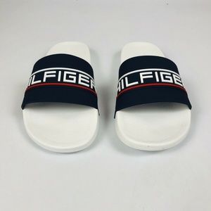 tommy hilfiger slides mens white
